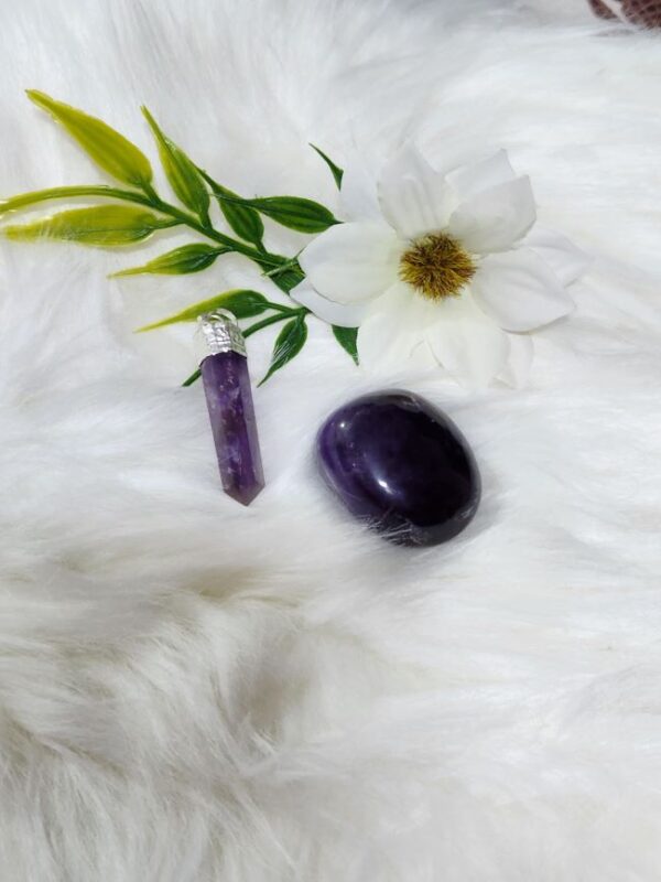 Aurax Reiki Amethyst Pendant & Stone Combo