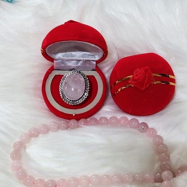 Aurax Reiki Rosequartz Ring & Bracelet Combo