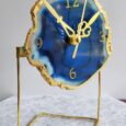 Agate Clock Metal Stand Blue