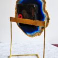 Agate Clock Metal Stand Blue