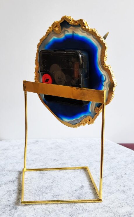 Agate Clock Metal Stand Blue – Home Decor – Aurax Reiki