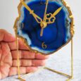 Agate Clock Metal Stand Blue