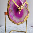 Agate Clock Metal Stand Pink