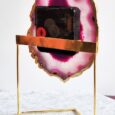 Agate Clock Metal Stand Pink