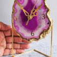 Agate Clock Metal Stand Pink