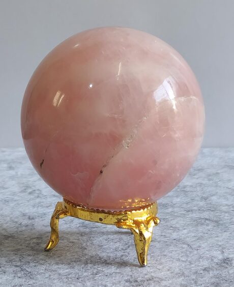 Rose Quartz Shpeer Metal Stand – Home Decor – Aurax Reiki